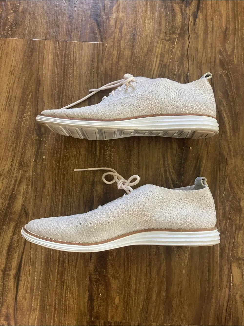 Cole Haan Men’s Knit Lace-Up Oxfords Size 6.5B Cream Silver Brown